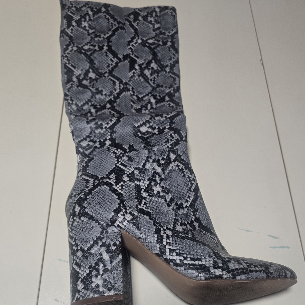 Steve Madden Gray Snake Print Heeled Boots - image 2
